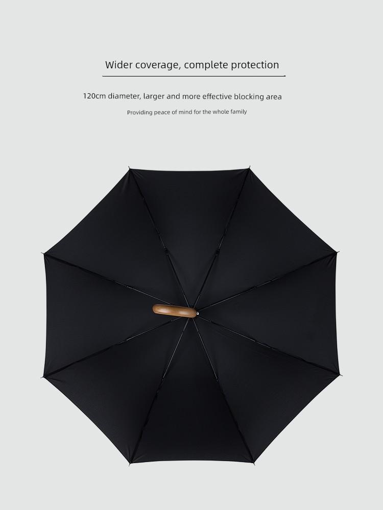British Retro Style Wooden Curved Handle Extra-Large Reinforced Thickened Sturdy Wind-Resistant Storm-Proof Automatic Long-Handle Umbrella