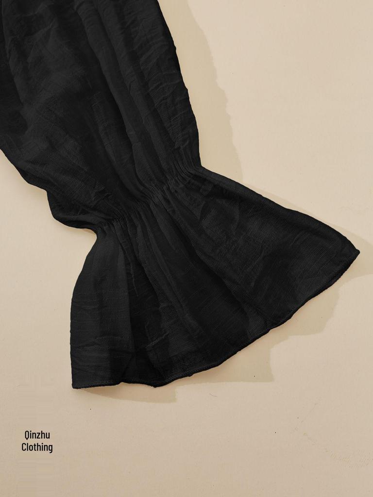 Long-Sleeve Bamboo Cotton Beach Cover-Up with Front Tie for Women