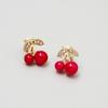 Cute Design With Diamonds, Red Cherry, Sweet Earrings, Simple And Small Girlish Earrings, Stud Earrings.