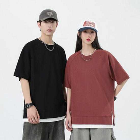 Unisex Retro Letter Embossed Cotton Short-Sleeve T-Shirt