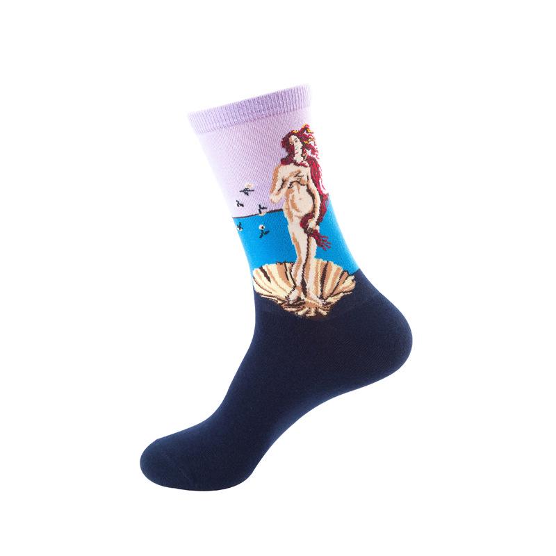 1 Pair Unisex Painting Style Crew Women Street Wear Skateboard Sport Cycling Designer Socks Cotton