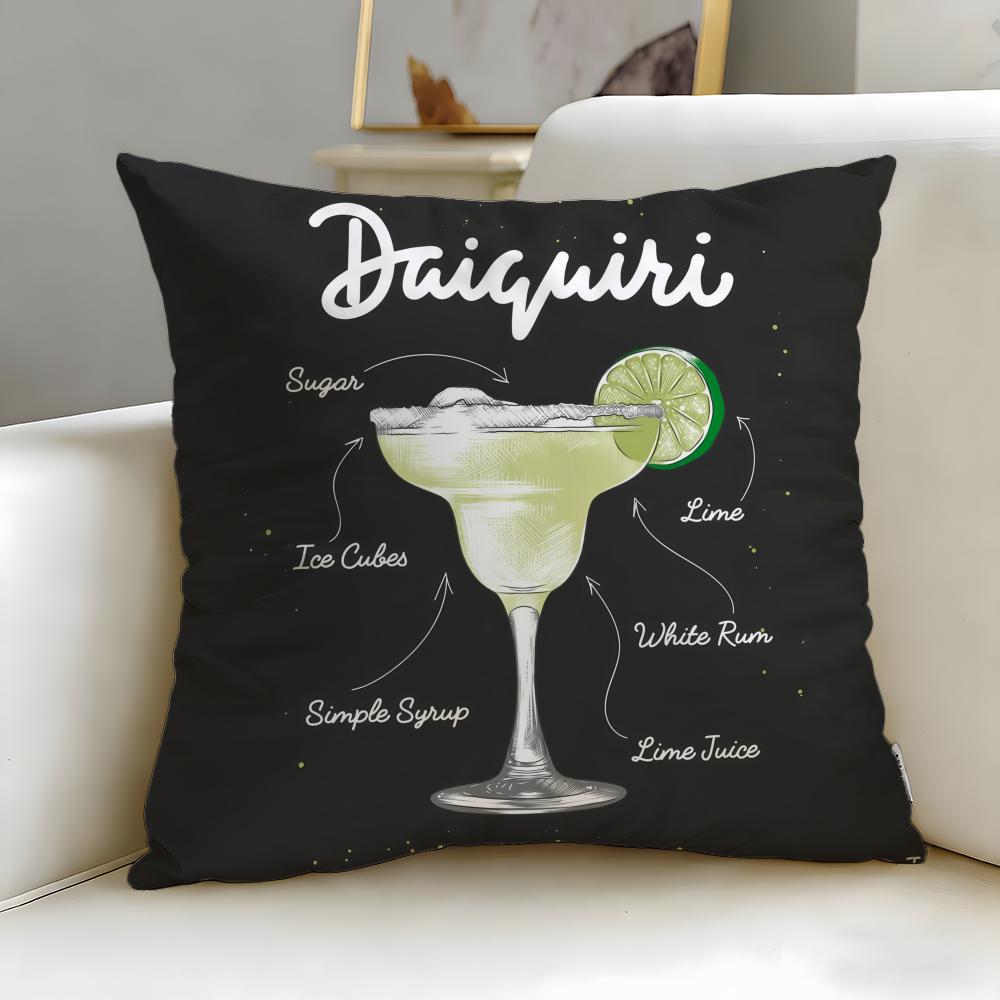 beverage theme Daiquiri Cocktail Cushion Cover Soft & Easy-Wash Pillow Case – Versatile for Couch, Bed, Travel and Office