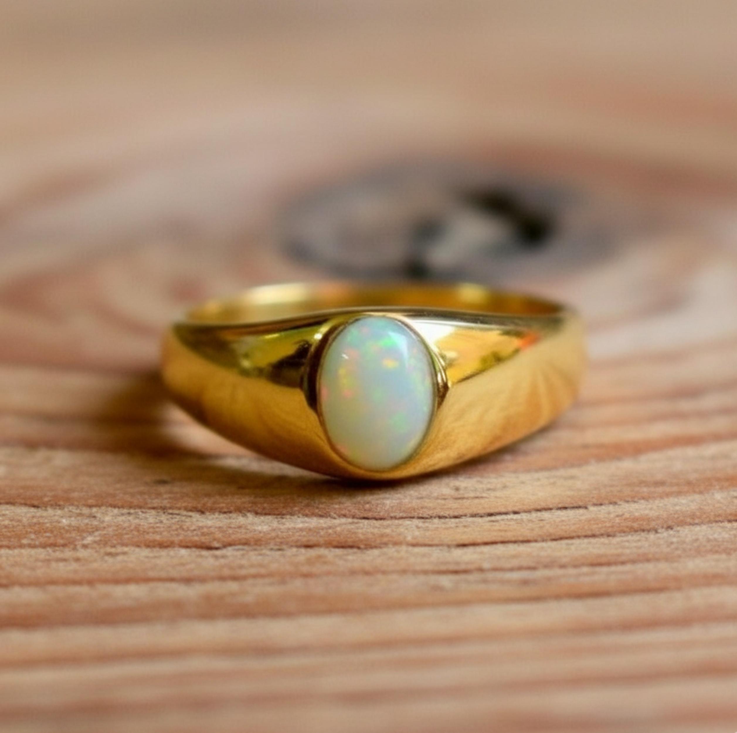 

Opal Signet Ring, 925 Solid Sterling Silver, Pure Copper Ring, Yellow Gold Ring, Promise Ring 12 медный