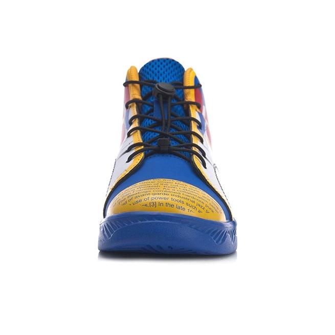 Li Ning Youth  Childrens Casual Non-Slip Wear-Resistant Breathable Lightweight High-Top Skate Shoes Kids Skate Shoes Crystal-Blue YKCQ036-1