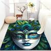 Venetian Peacock Feather Mask Print Carpet Modern Home Decor Area Rug for Bedroom Living Room Sofa Floor Mat Gifts