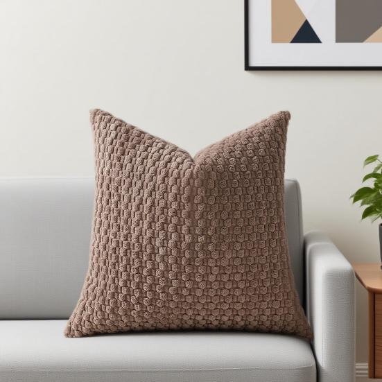 4Pcs Corduroy Throw Pillow Cover 3D Texture Plush Pillow Case Solid Color Cushion Cover