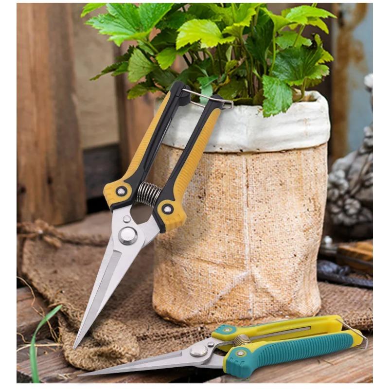 Rovná hlava Nerezová Ostrá Tenká čepel Šetřící práci Zahradnické nůžky TPR Rukojeť Nůžky pro domácnost Zahrada Rostliny bonsaje