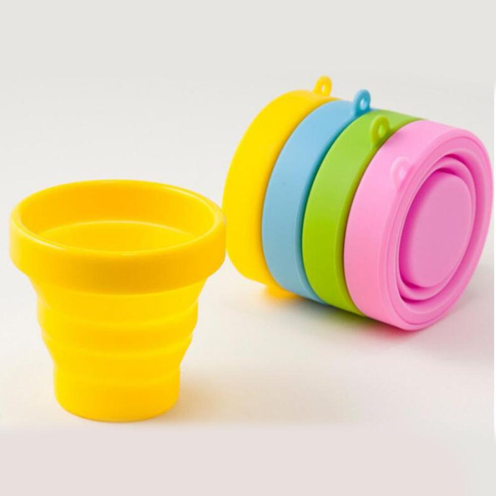 1 Pcs Portable Silicone Retractable Folding Cup with Lid 200ML High Temperature Resistant Outdoor Travel Water Cup
