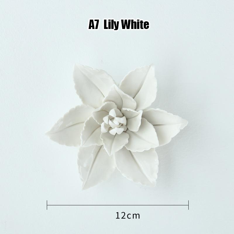 Creative Ceramic Flower Wall Decoration Ceramic Lily Flower Wall Hanging Crafts Home Livingroom TV Background Decor Ornaments