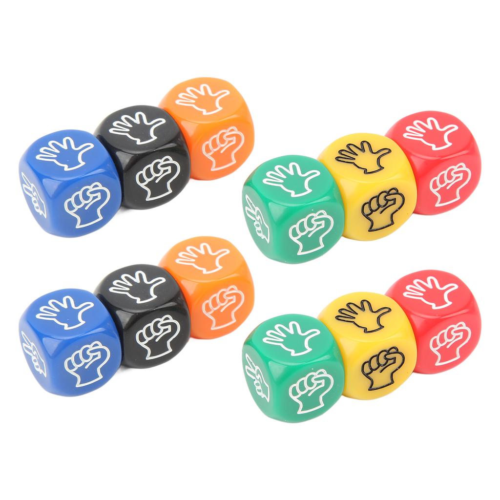 12Pcs Finger Guessing Game Dice 6 Sided 6 Colors 20mm Rock Paper Scissors Game Dice for Adults Kids Family Party