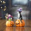 Pumpkin Cat Statue Halloween Pumpkin Cat Decor Cute Halloween Cat Pumpkin Figurine Resin Sculpture for Shelf Tabletop