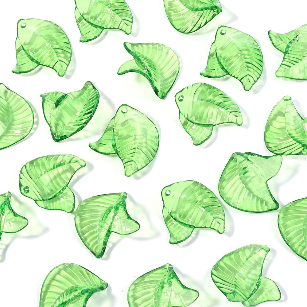 20-200pcs/lot Transparent Green Leaves Beads Loose Acrylic Charms Beads For DIY Pendant Earrings Necklace Jewelry Accessories
