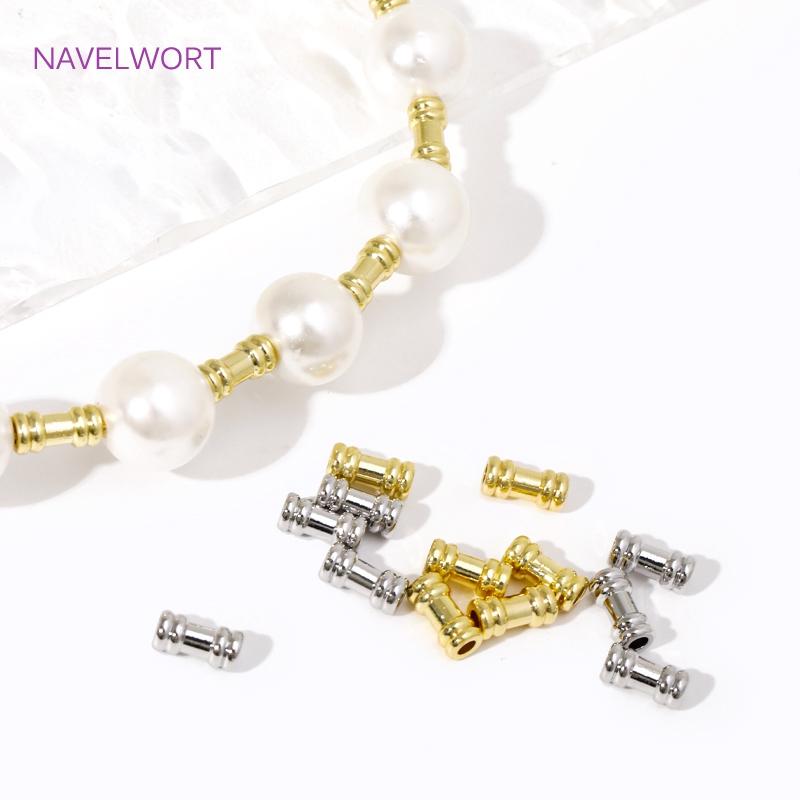 Wholesale 18k Gold Plated Straight Tube Beads Brass Metal Spacer Beads For Beading Jewelry Fittings,DIY Jewelry Making Supplies