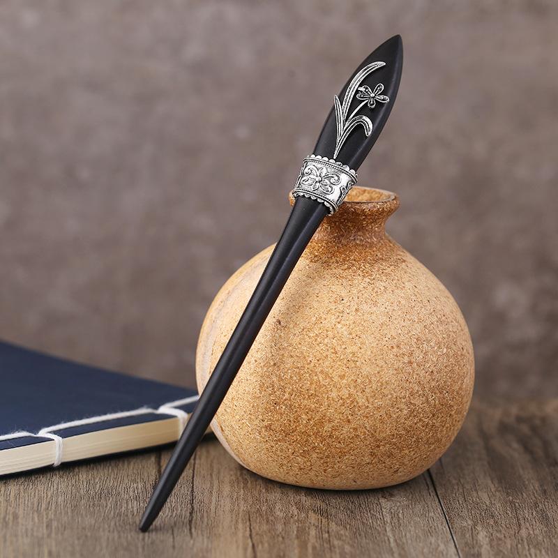 Original classical ebony meilan bamboo chrysanthemum hairpin female retro court simple temperament disc hair hairpin hairpin headgear