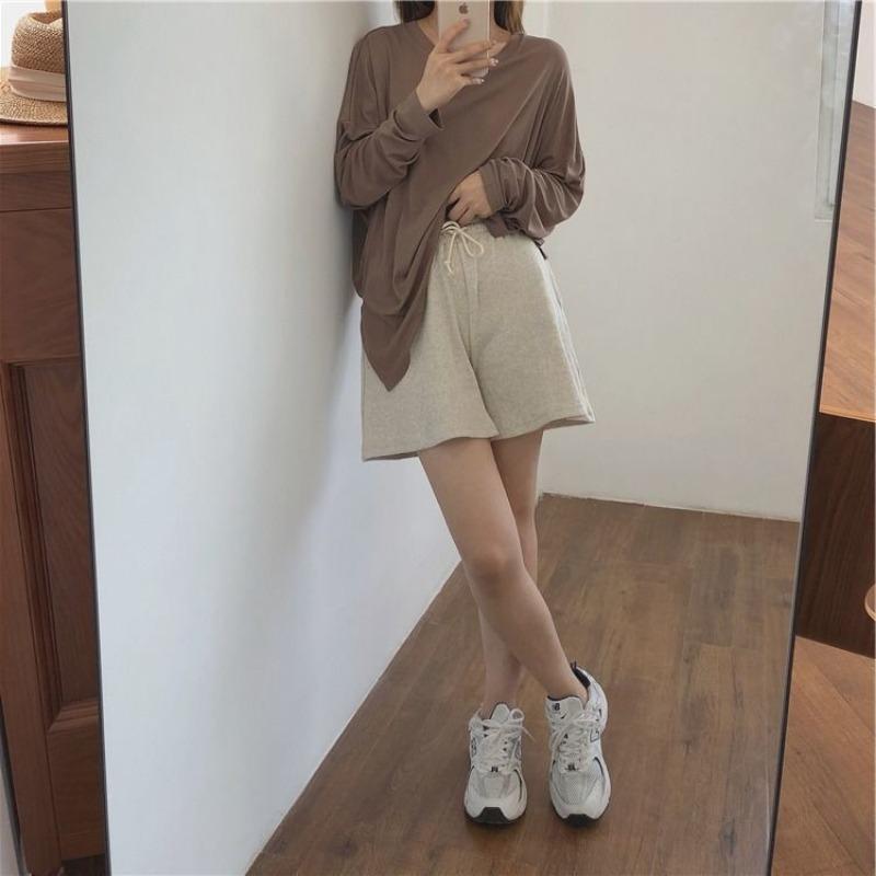 Summer Thin Waffle Shorts Women's Loose Home Casual Pajama Pants Wide Legs with Elastic Waist Sweatpants