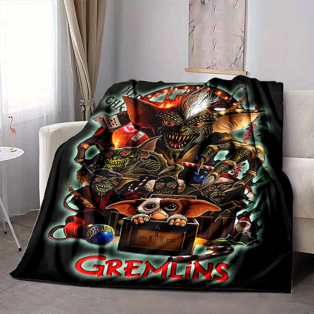 1pc Gremlins Blanket Lightweight Flannel Throw For Sofa, Bed, Travel, Camping, Livingroom, Office, Couch, Chair, And Bed