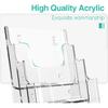 Brochure Holder 6x9 Inch 3 Tier Acrylic Literature Holders Clear Plastic Flyer Display Stand for Pamphlets, Booklets, Menus, Multi Purpose Organizer