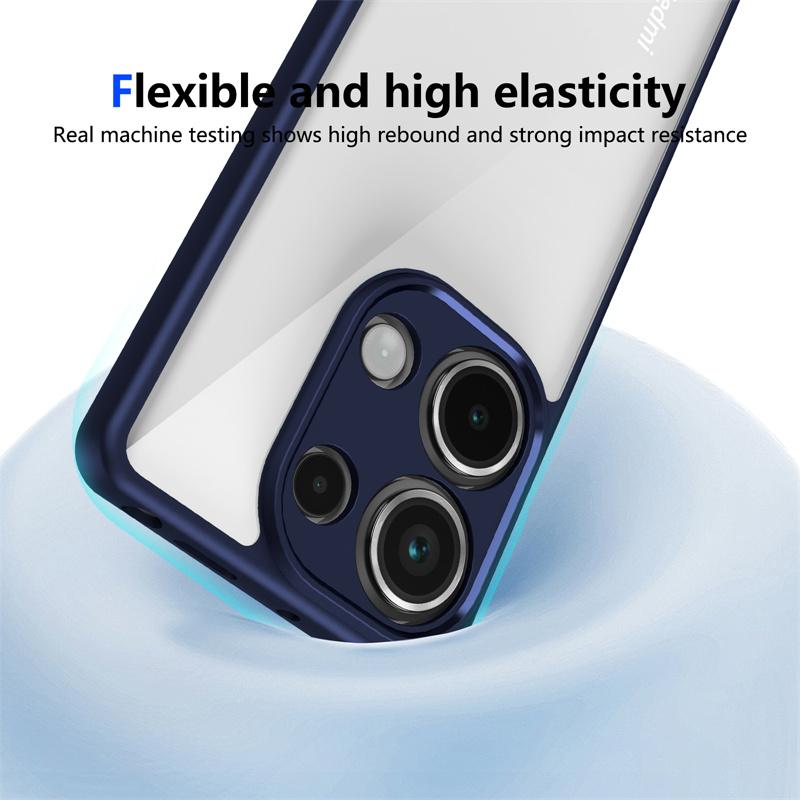 For Xiaomi Poco M6 Pro 4G Case Plating Silicone Bumper Shockproof Clear Back Cover Hard Matte Case for Xiaomi Poco M6 Pro 4G