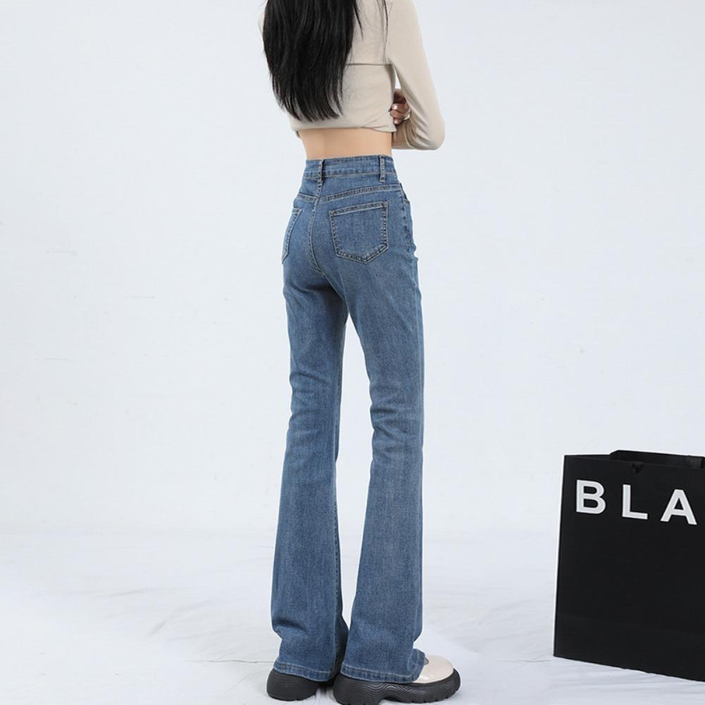 American Retro Micro-pull Jeans Autumn and Winter 2025 New Women's High-waisted Thin Small Flared Horseshoe Pants