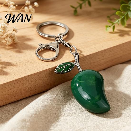 Fruit Pendant Keychain Zinc Alloy Mango Shape Key Chain with Lobster Clasp Easy To Hang Holder Backpack Car Accessory