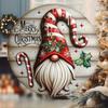 Christmas Gnome Metal Round Door Sign Hanging Decor For Lawn Garden Home Wall