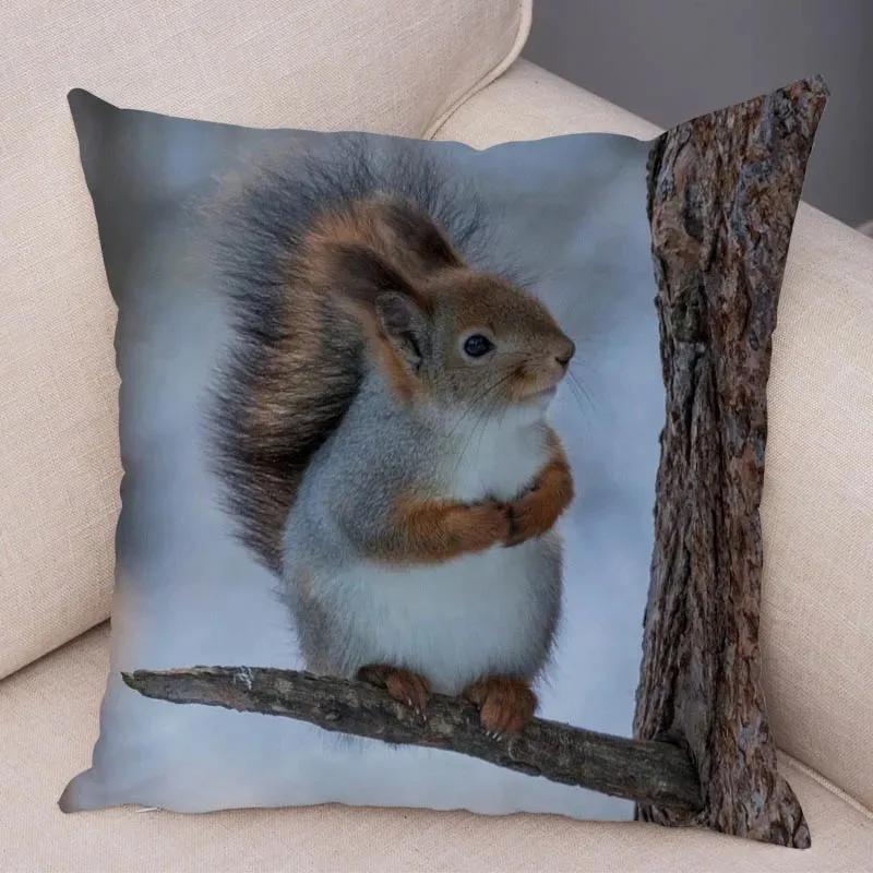 Cute Squirrel Cushion Cover Pillowcase Pillow Covers Home Decor Pet Animal Pillows Case Super Soft Polyester Pillows Covers