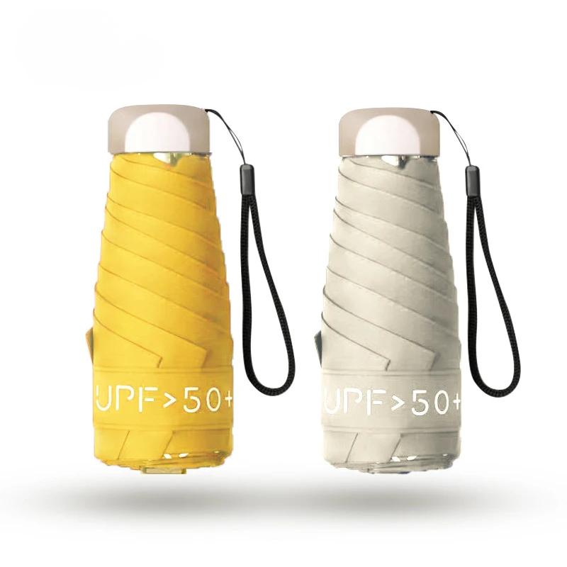 Manual Sun Umbrella for Women, Ultra Light, Mini Portable Folding Sun Sunshade, Five-folding Capsule, Sunny and Rainy Umbrellas