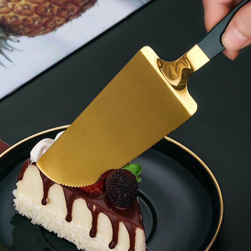 304 Stainless Steel Cake Server Blade Cutter Pie Pizza Shovel Golden Cake Spatula Cheese Shovel Cake Knife Baking Tool