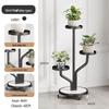 Movable 3-Tier Wrought Iron Plant Stand
