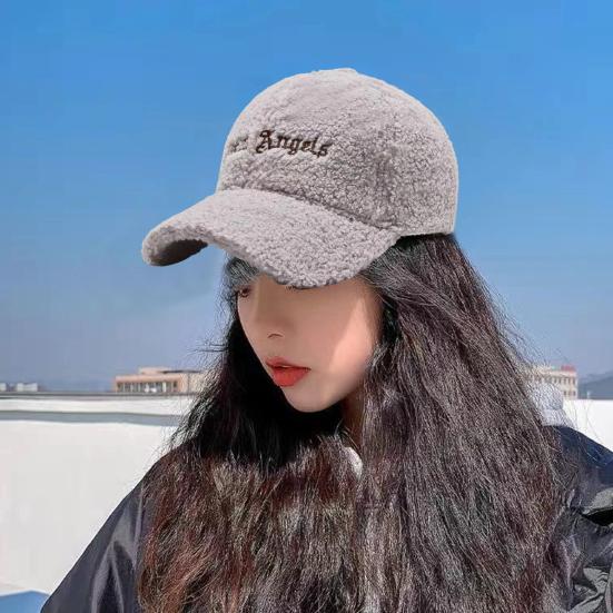 Verstellbare Klettverschlüsse Baseballkappe mit verlängertem Schirm Damen Herbst Winter Künstliches Lammfell Outdoor-Hut