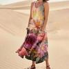 Women's Casual Fashion Flower Printed Sleeveless Pocket Dress