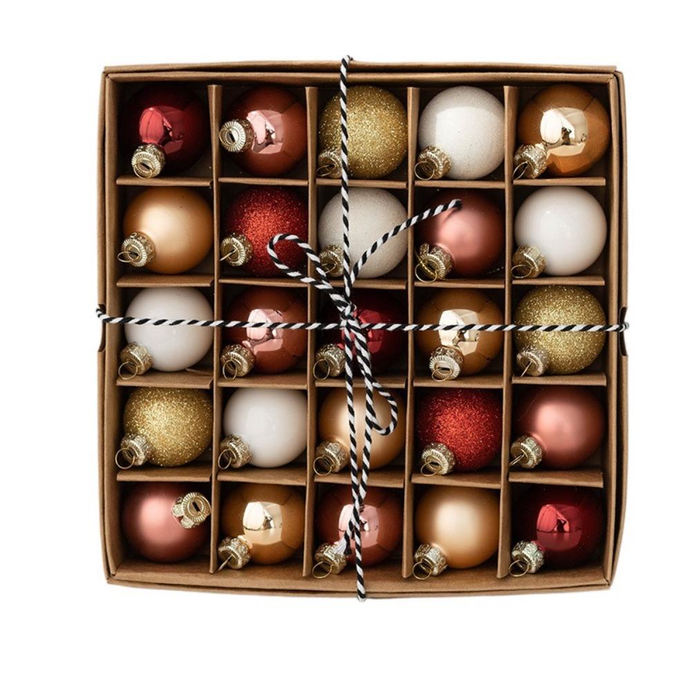 25Pcs/set Handmade Glass Christmas Balls DIY Xmas Tree Ornaments Accessories Gift