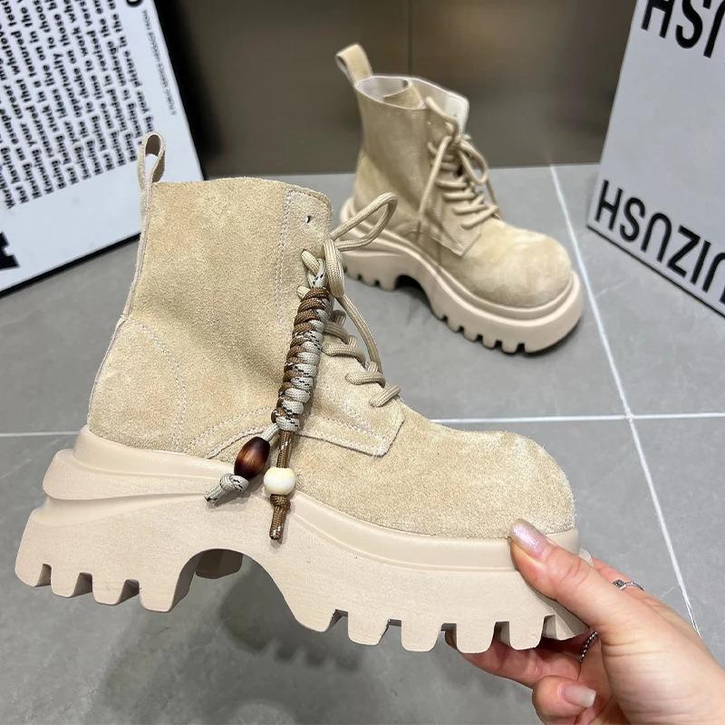 Platform Women Ankle Chelsea Boots Designer Lace Up Sport Shoes Winter New 2025 Fashion Brand Women's Boots Walking Mujer Shoes