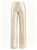 Women's High Waist Straight Wide Leg Pants with Drape Effect, Satin Casual Trousers for Everyday Wear