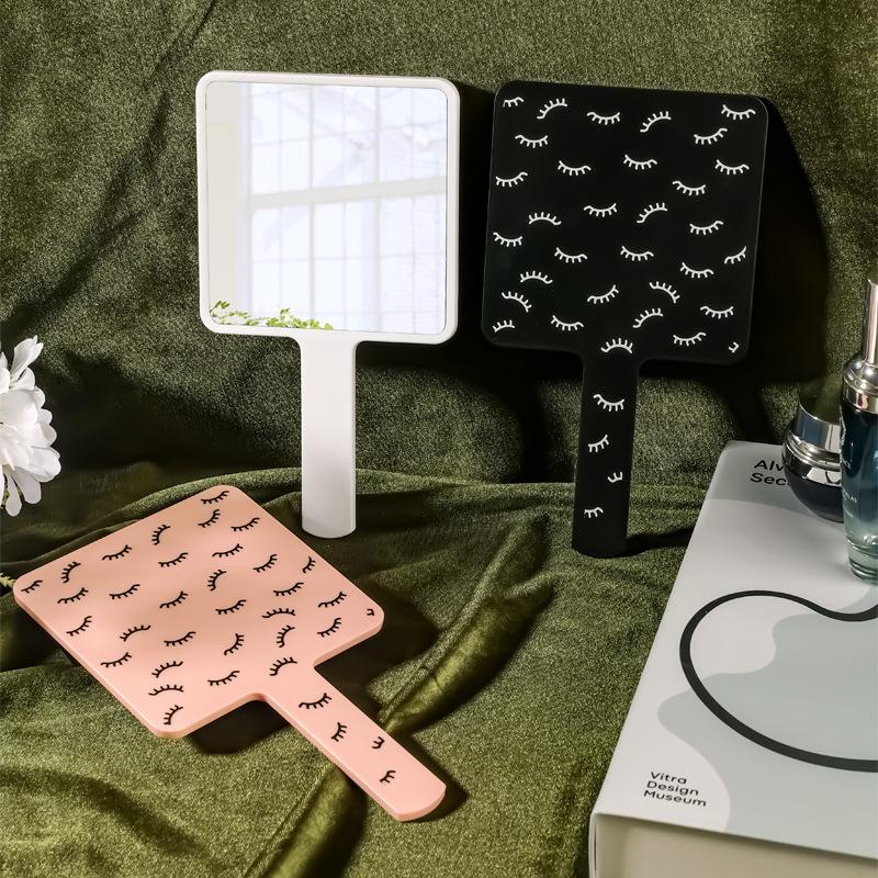 Eyelash Extensions Handheld Mirror Vanity Mirrors Portable Square Eyelash Extension Mirror Women Cosmetic Beauty Salon Supplies