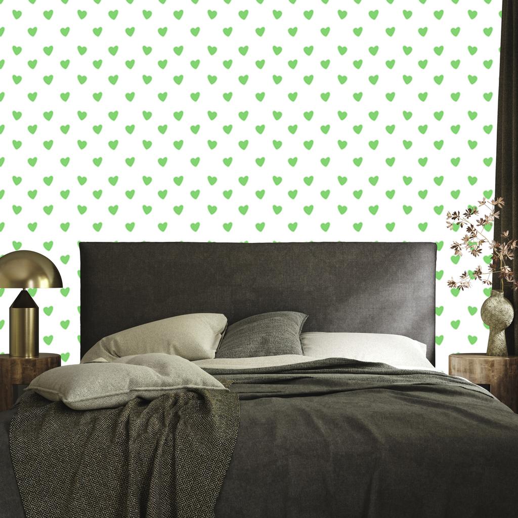 Hearts Wallpaper White and Mint 50x1000