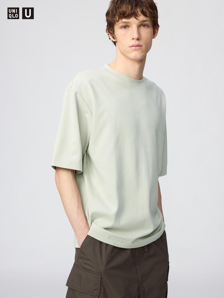 UNIQLO 482295 AIRism Cotton Oversized T-Shirt BLACK WHITE GRAY PINK RED BROWN GREEN BLUE NAVY PURPLE Men Japan