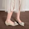 3386-5 New Autumn Stiletto Chunky Heel Pointed Toe French Bridal Shoes for Women
