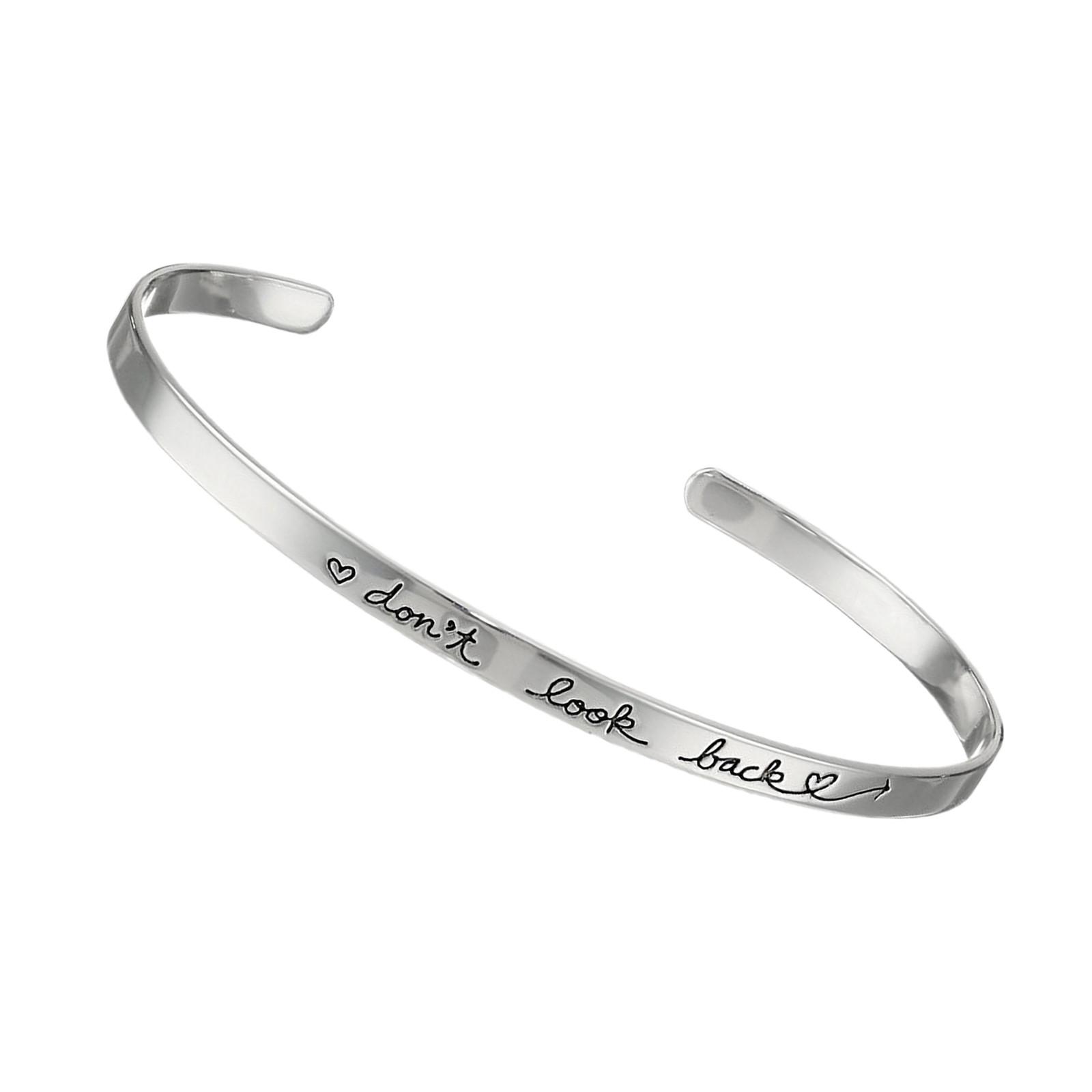 

Не Оглядывайся Вдохновляющая Надпись Манжета Браслет с Надписью серебряный