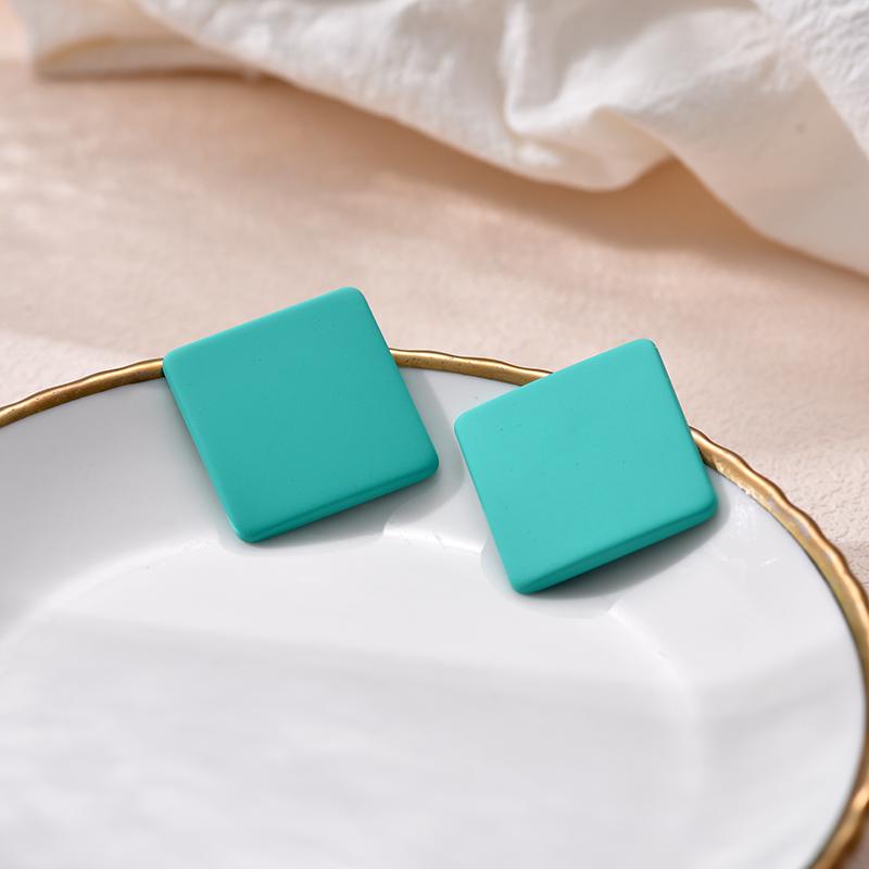 Pendientes Cuadrados de Color Caramelo de Moda Para Mujer Geométricos Grandes Azules Rojos Negros Pintura Escarchada INS Coreanos de Acrílico Sólido