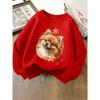 European Sizes Kids' Round-Neck Hoodie | Pomeranian Dog Christmas Star Snowflake, Sportswear and Casual Wear, Soft and Comfortable