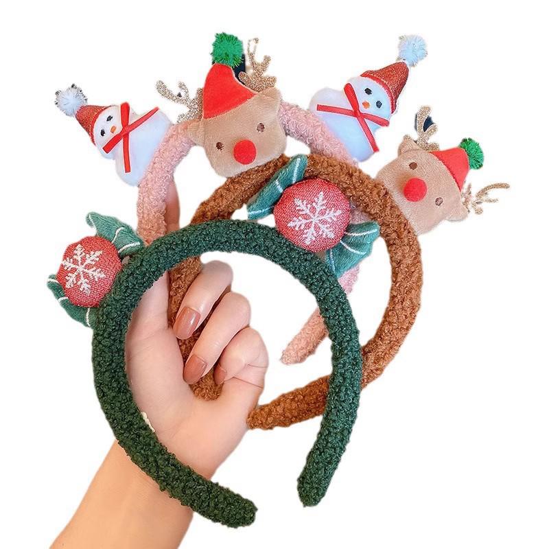

Детские рождественские рога и повязка на голову со снеговиком, праздничный аксессуар для волос Санты Snowman Christmas Headband