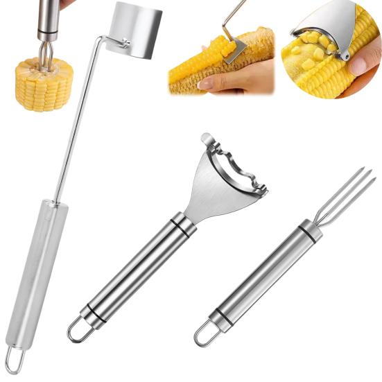 Corn Planer Thresher Stainless Steel Corn Cob Peeler Corn Thresher Tool with Ergonomic Handle for Home Kitchen BBQ