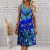 Plus Size V Neck Sleeveless Dress Verdant Mountain Waterfall Art Print For Wilderness Adventure Tour