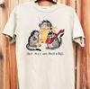 Vintage Funny Cat Graphic Tee, Rock & Roll Style Retro Mouse Print Unisex T-Shirt