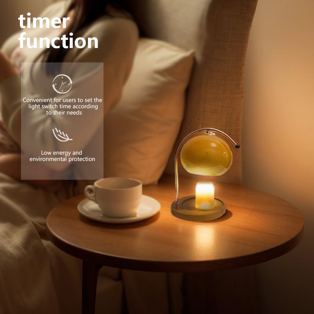 Wooden Base Electric Candle Lamp with Timer Nordic Candle Wax Lamp 2 Bulbs Aromatherapy Candle Light for House Office Decoration