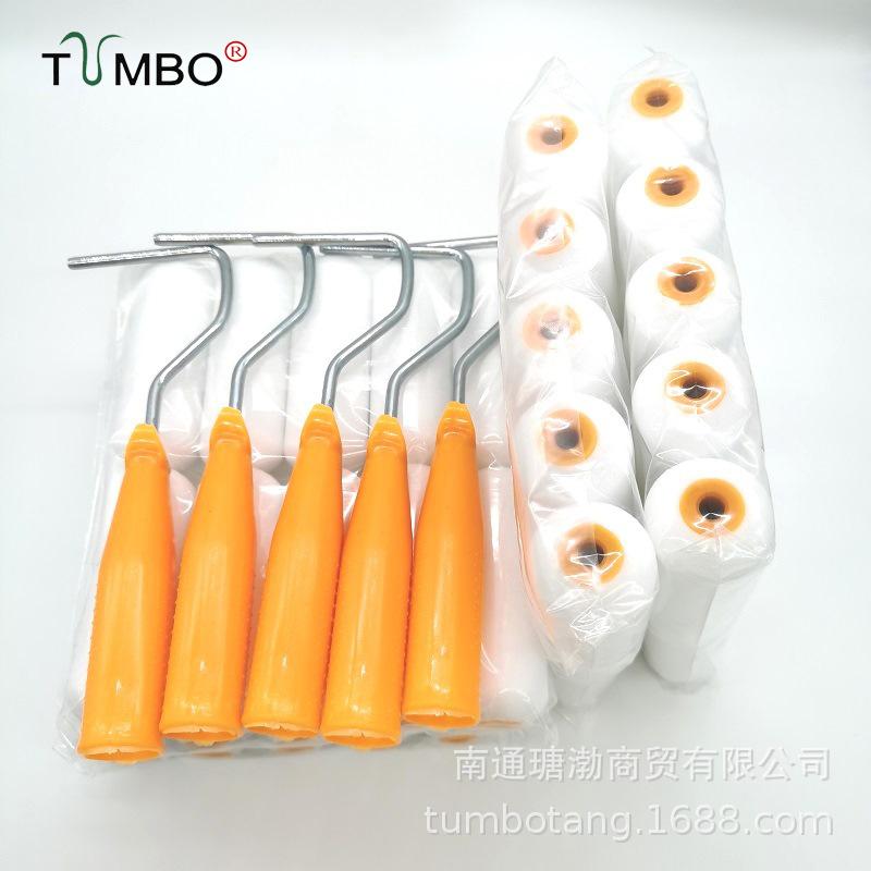 

4 Double Round Oily Sponge Roller Brush for High-Density Touch-Up Wall Painting, No Brush Marks White; 2 x 4-inch Oily Sponge + 1 Handle