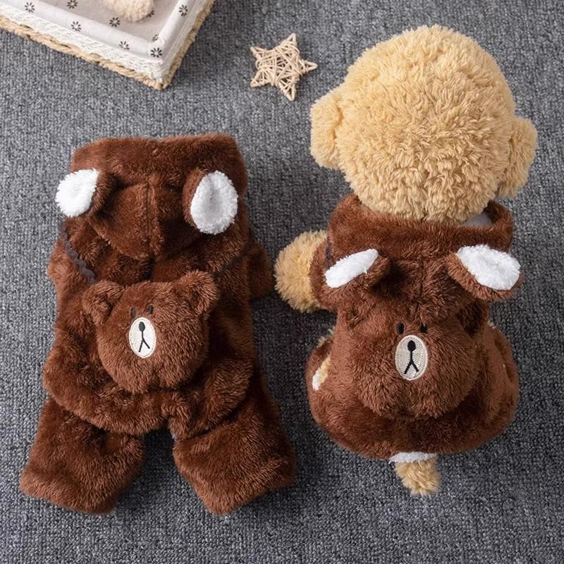 Hundekleidung Winter Herbst Warm Vierbeiner Fleecegefüttert Verdickt Outfits für Katzen Goldverlauf Ragdoll Kleine bis Mittlere Hunde