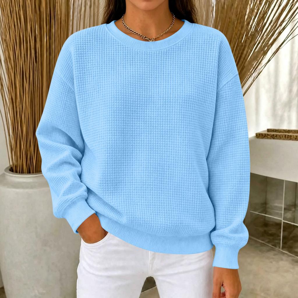 Women's Color Neck Long Sleeve T-Shirt Casual Tee