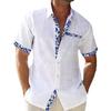Herren Baumwolle Leinenhemd Knopfleiste Kurzarm Hemden Lässig Leicht Urlaub Strand Sommer Tops